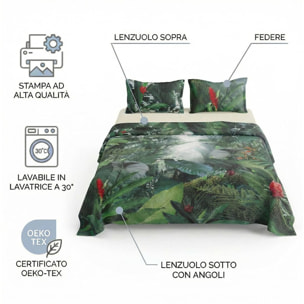 Set completo letto matrimoniale 100% cotone, 180x200 cm, con Stampa Digitale di Alta Qualità, Intrecci