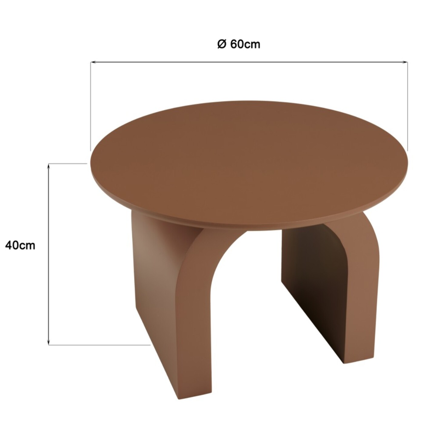 AGATHE - Table basse ronde en bois laqué terracotta D60cm