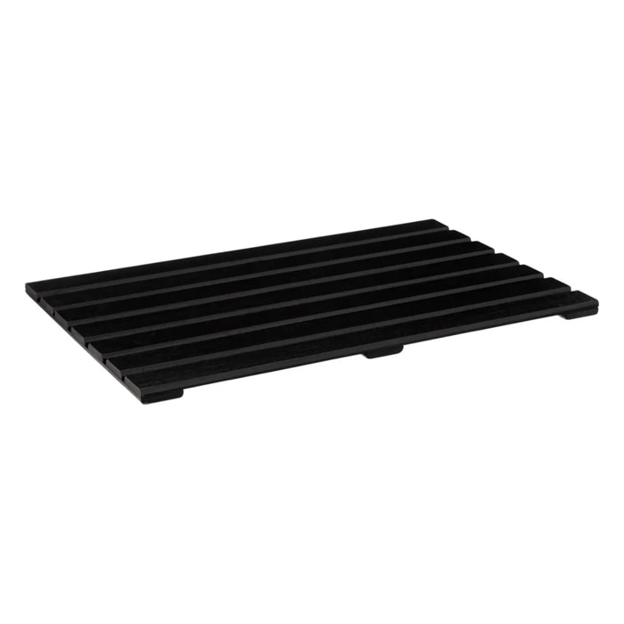 Tapis de bain caillebotis noir en bambou 53x36cm
