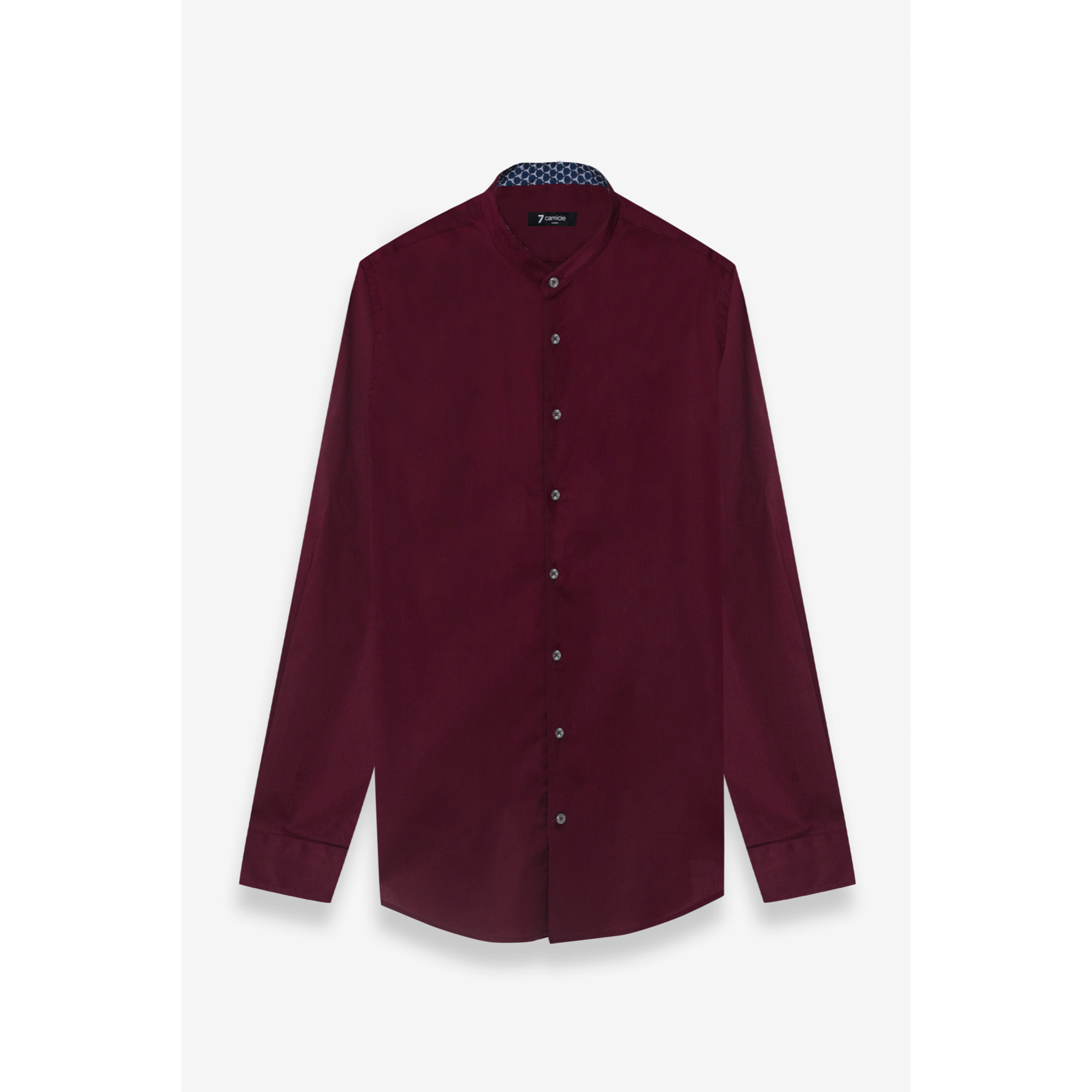 Camicia Uomo Coreano Slim Popeline Stretch Unito Bordeaux