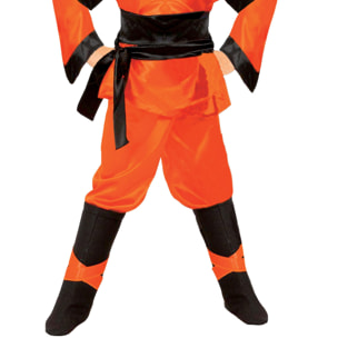 Costume Travestimento Carnevale Dragon Ninja Shaolin Arancione Bambino