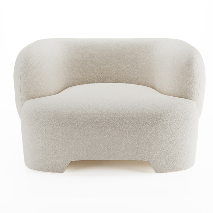 Loveseat Albano - Fauteuil 1,5 place bouclé crème