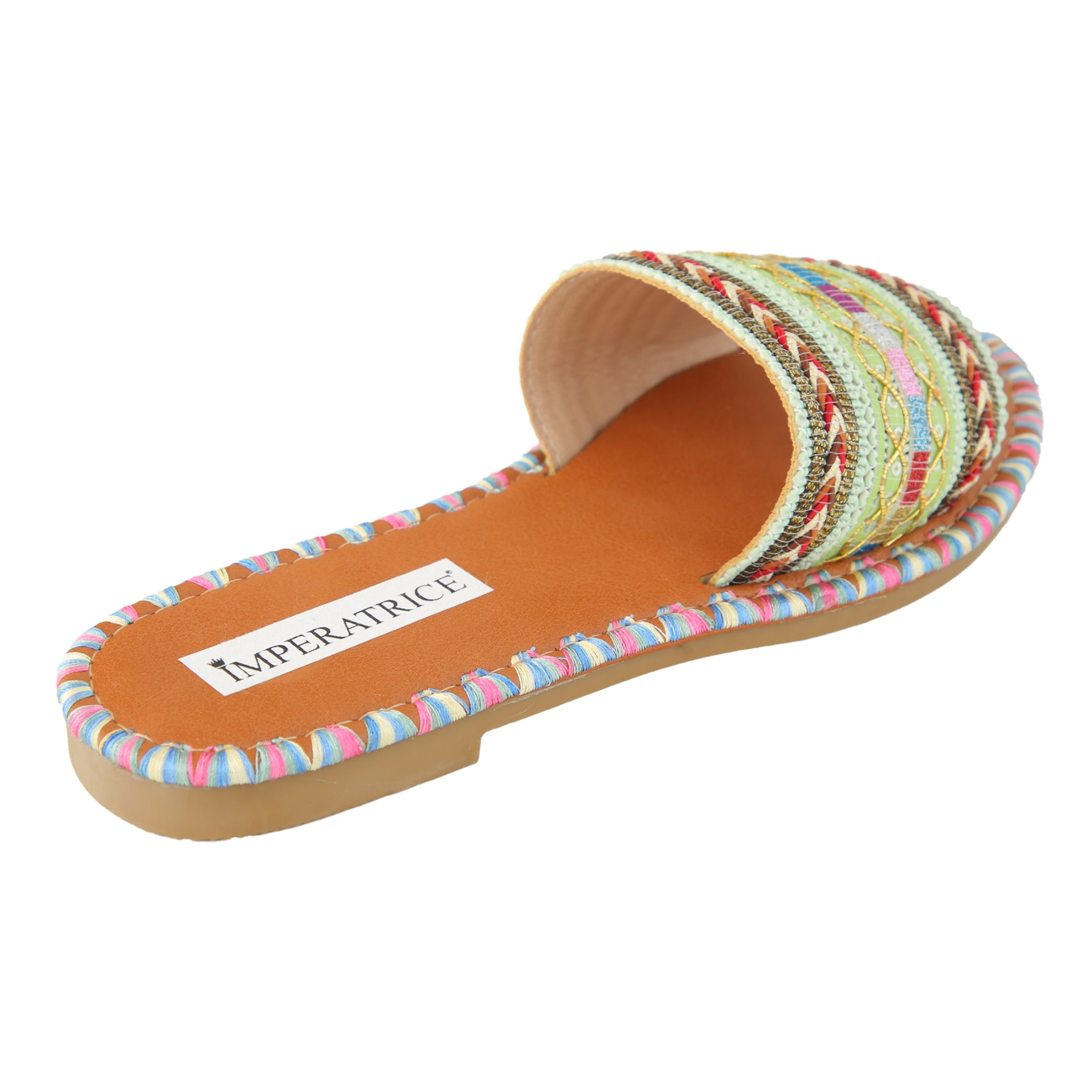 Ciabatte con fascia ricamata multicolore