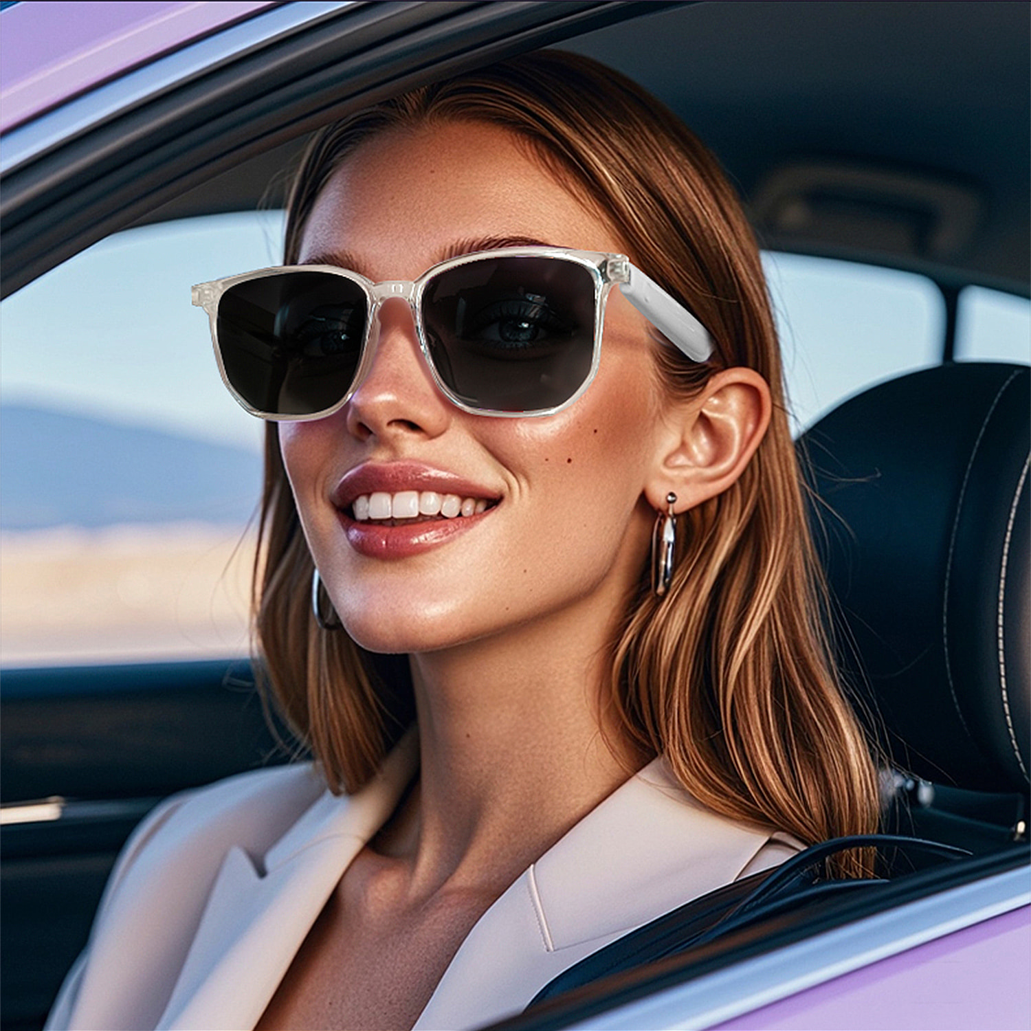 Occhiali intelligenti GS03, chiamata bluetooth, assistente vocale, controllo remoto della fotocamera.