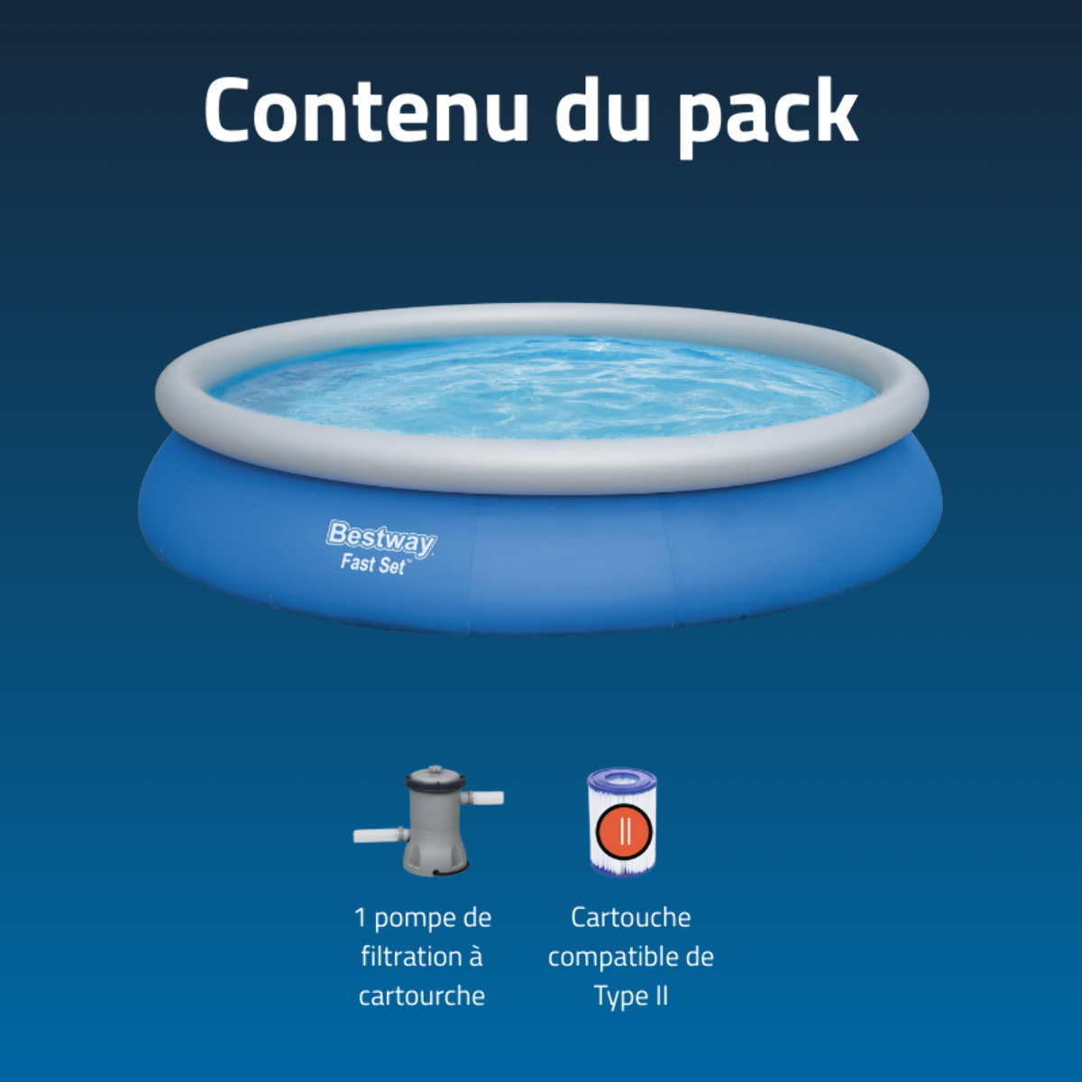 Bestway Piscine gonflable ronde Bestway Fast Set 457 x 84 cm bleu