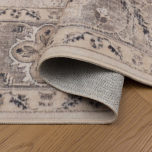 INKA - Tapis beige à poils courts doux à motif oriental
