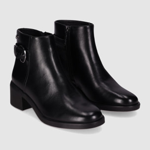 Botines de Piel Sintética - Negro - Tacón: 5 cm
