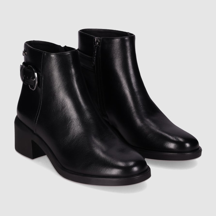 Botines de Piel Sintética - Negro - Tacón: 5 cm