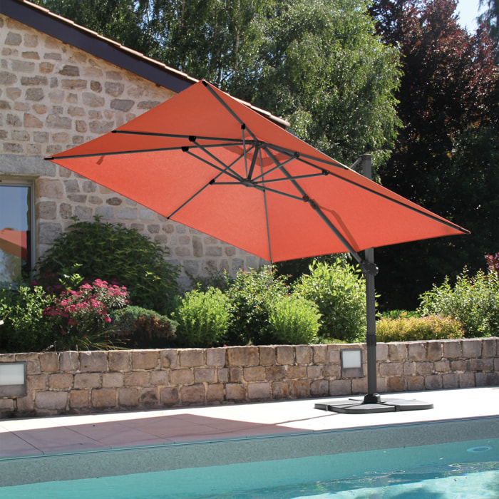 Grand parasol rectangulaire avec rotation 360° - Terracotta