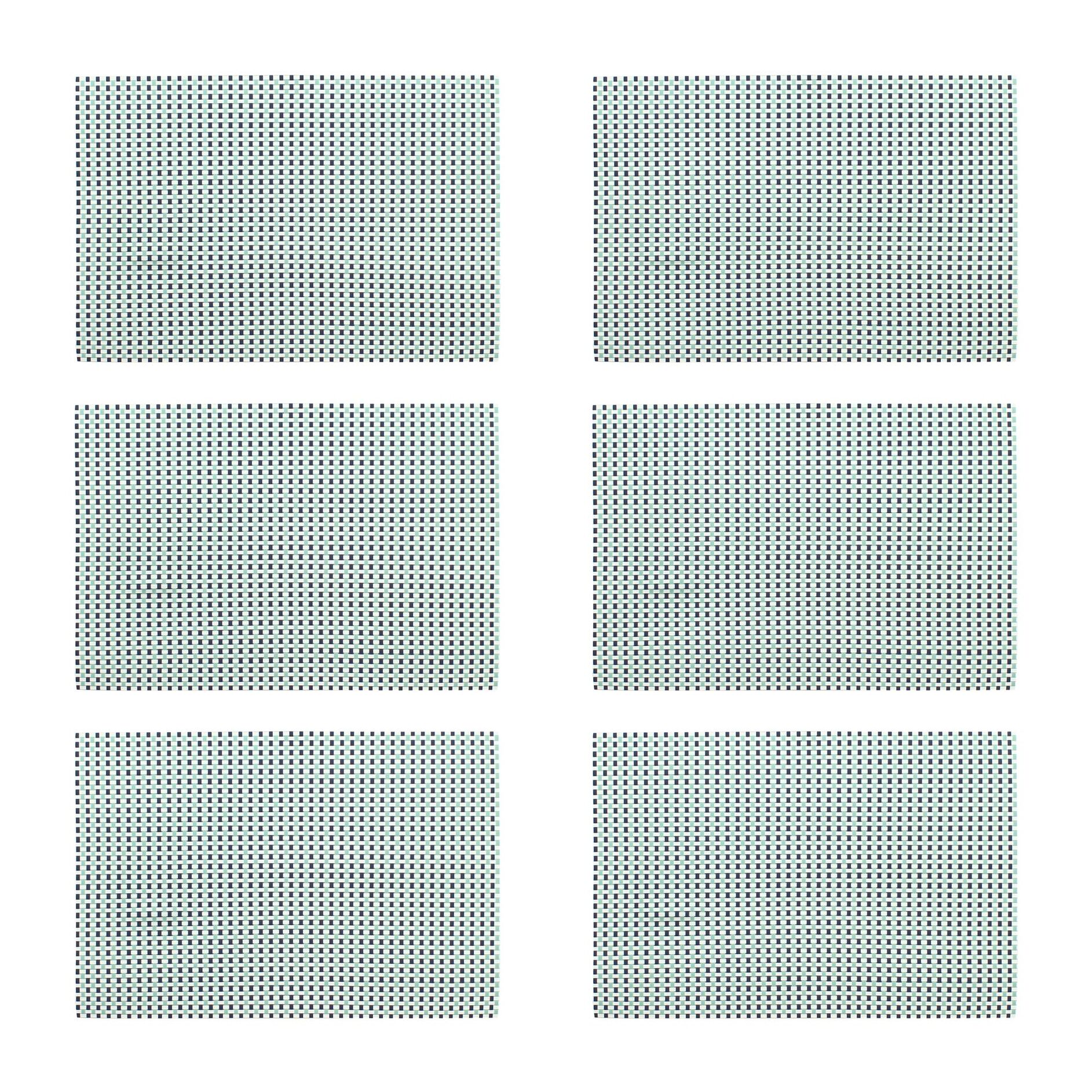 Lot de 6 sets de table tissé en PVC bleu 45x30cm