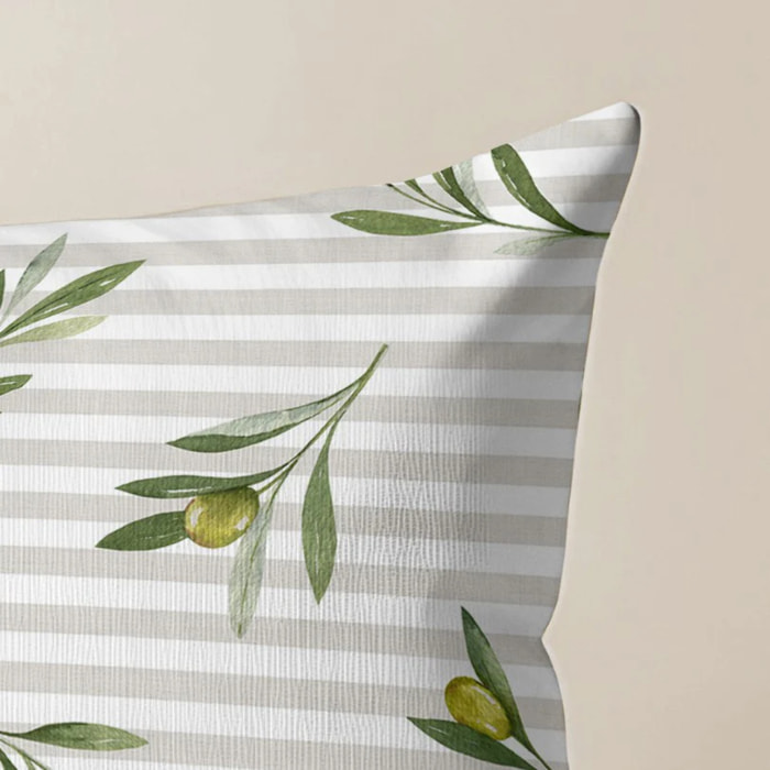Housse de coussin Oliver - 100% coton - Beige et vert - 30x50 cm