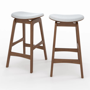 Lot de 2 tabourets pour îlot central 65,5 cm en bois et tissu gris - Jude