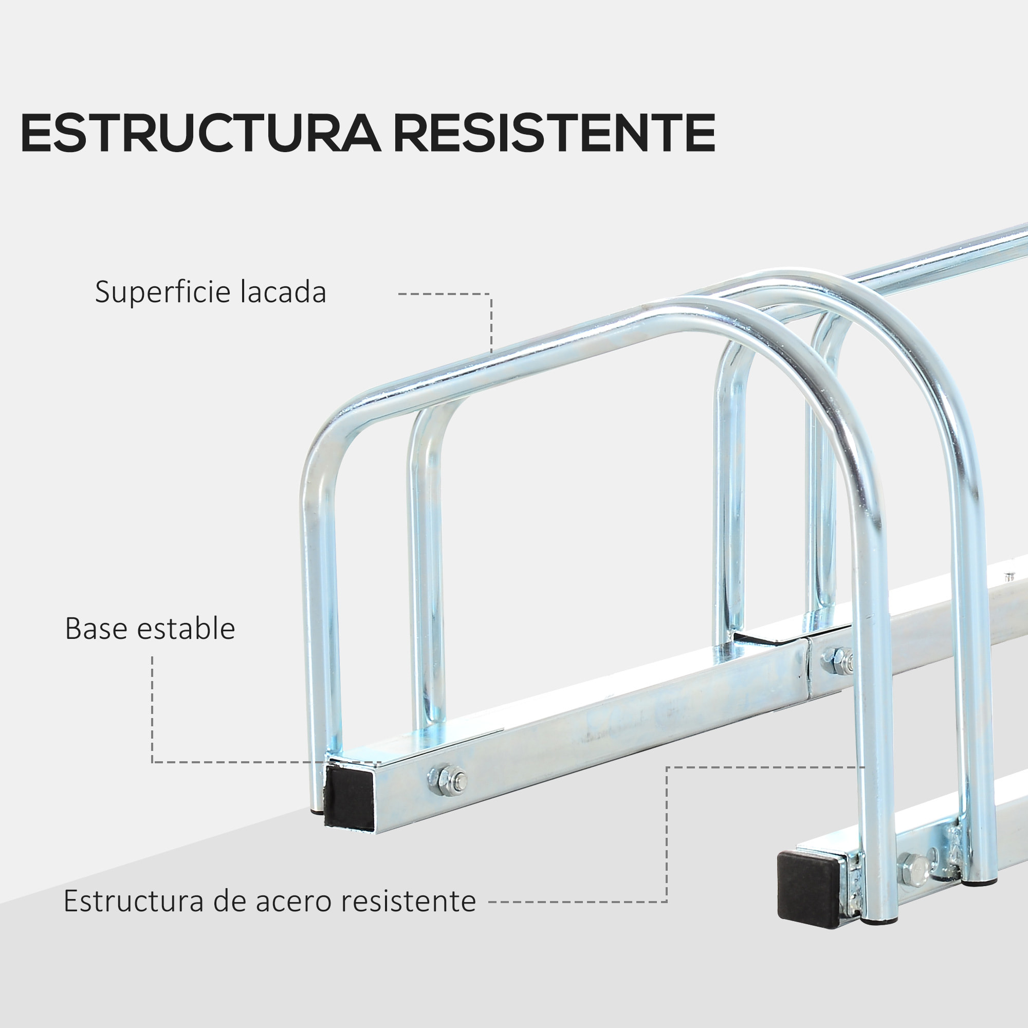 Aparcamiento para 6 Bicicletas Soporte de Acero para Aparcar Bicicletas en el Suelo o Pared Estacionamiento para Interior y Exterior 179x33x27 cm Plata