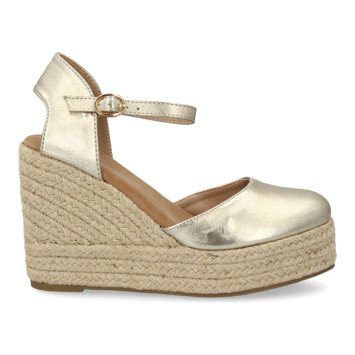 Alpargata cuña mujer talón cerrado y pulsera tobillo