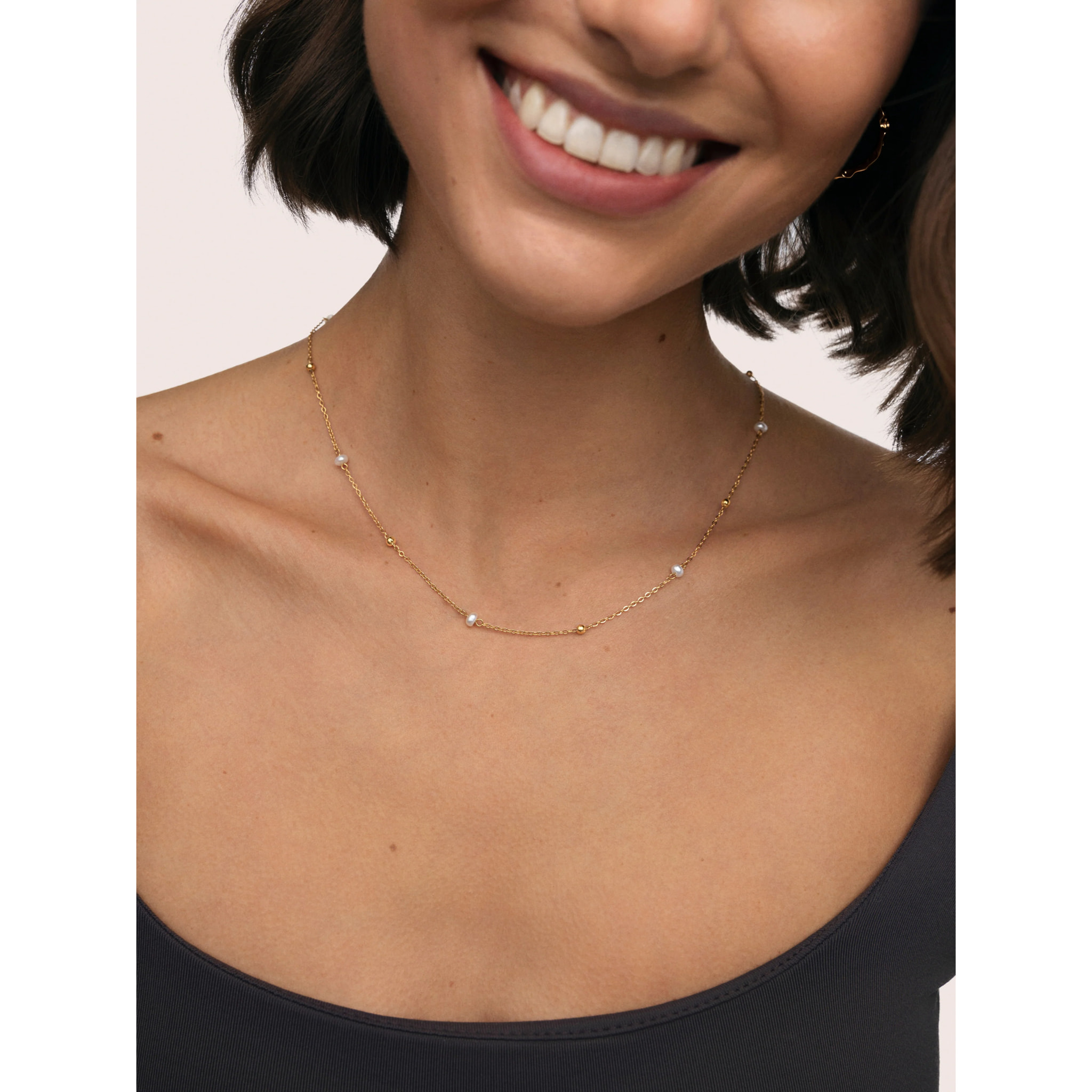 Collana Pearl Dots Acciao Placcato Oro