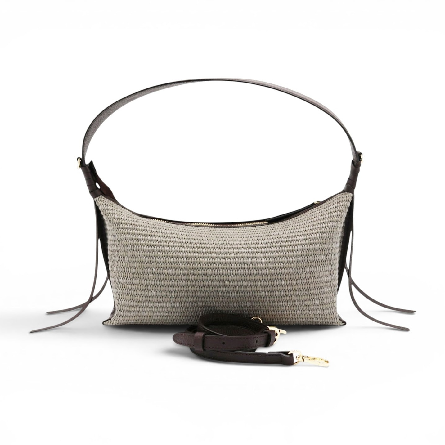 Borsa a spalla Cheval Firenze Laila Mini S/S Testa di Moro (Rafia Greige)
