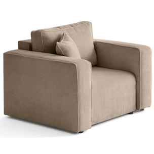 Topaze - fauteuil en velours côtelé plat - Beige