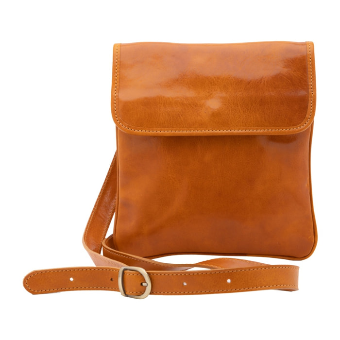 Borsa a tracolla da uomo in vera pelle - Modello False - Made in Italy - 25.0 x 23.0 x 4.0 cm