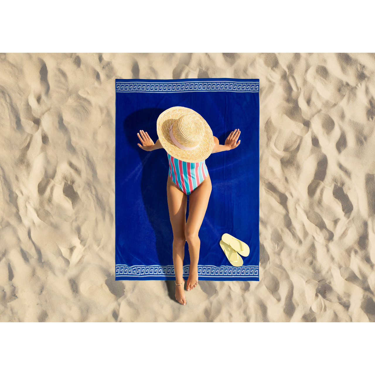 Telo Mare Jumbo Jacquard Disegno Cameo Blu