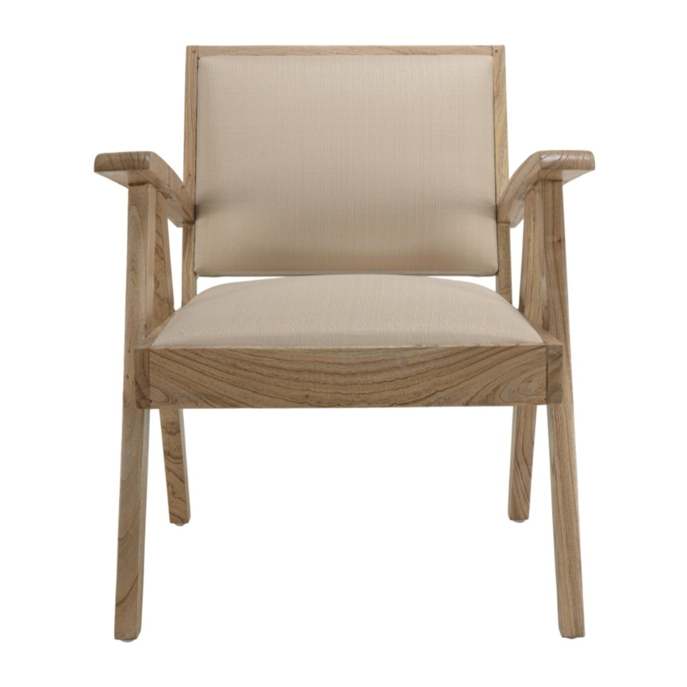 DAK - Fauteuil en Mindi, assise en tissu beige texturé