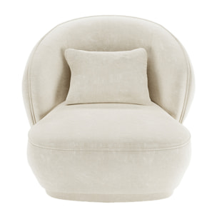 Fauteuil design en velours vintage crème