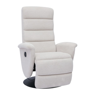 Fauteuil pivotant relax manuel en tissu chenille beige NELSON
