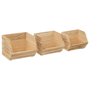 Lot de 3 casiers empilables en bois Cagette