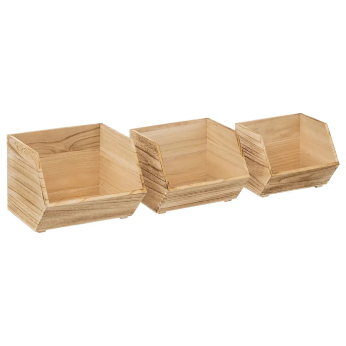 Lot de 3 casiers empilables en bois Cagette