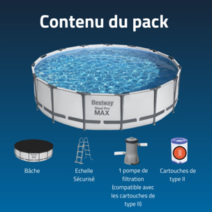 Bestway Piscine hors sol tubulaire ronde Bestway Steel Pro Max 457 x 107 cm gris clair