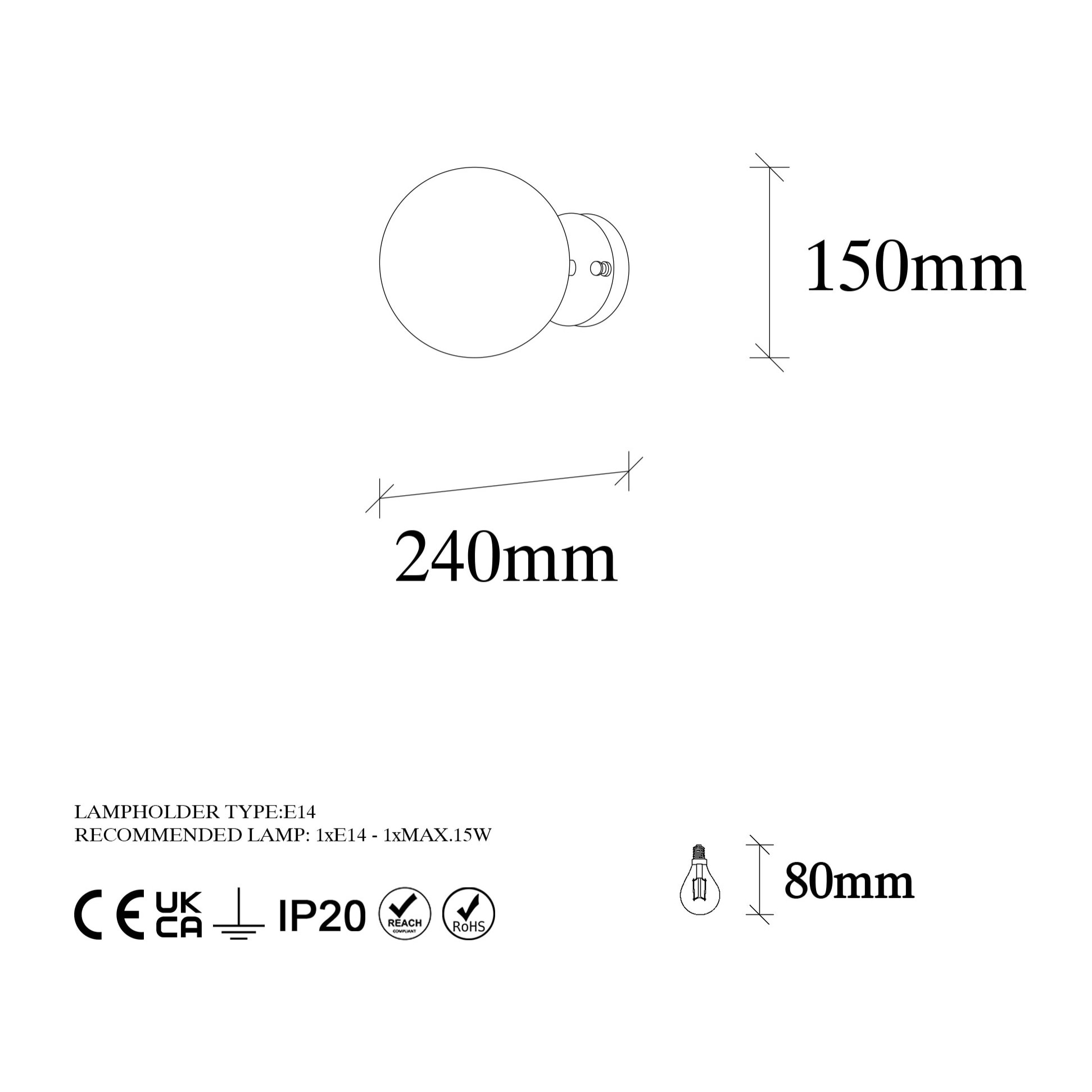 Aplique de pared pantalla blanca, metal , negro, 15x15x24, casquillo E14 Max 15 W