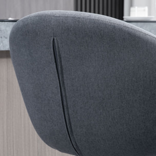 Taburete Alto de Cocina Regulable en Altura Taburete de Bar Tapizado de Tela con Reposapiés y Pata de Acero Carga 110 kg 54x54x92-112 cm Gris Oscuro