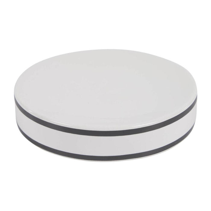 Kave Home - Portasapone Arminda in ceramica bianco con dettaglio nero