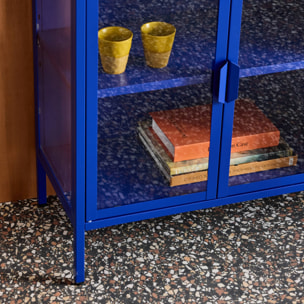 Buffet industriel métal et verre trempé 3 portes 100cm ARKANSAS