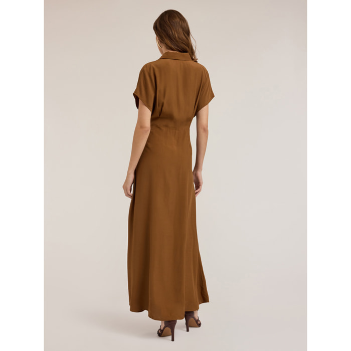 Motivi - Langes Hemdblusenkleid aus Viskose - Marrón