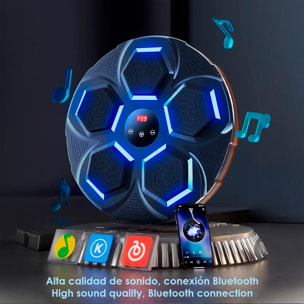 Máquina de boxeo músical con bluetooth, luces y batería de larga duración. Con 9 modos de uso y 18 niveles de velocidad.