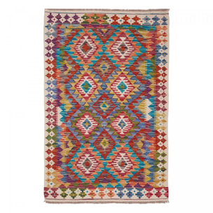 Tapis kilim à motif géométrique, tissé plat en laine, SILUPUV