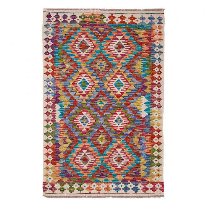 Tapis kilim à motif géométrique, tissé plat en laine, SILUPUV