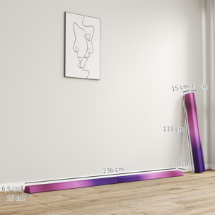 Poutre de gymnastique pliable 236cm fond antidérapant poignée transport violet rose