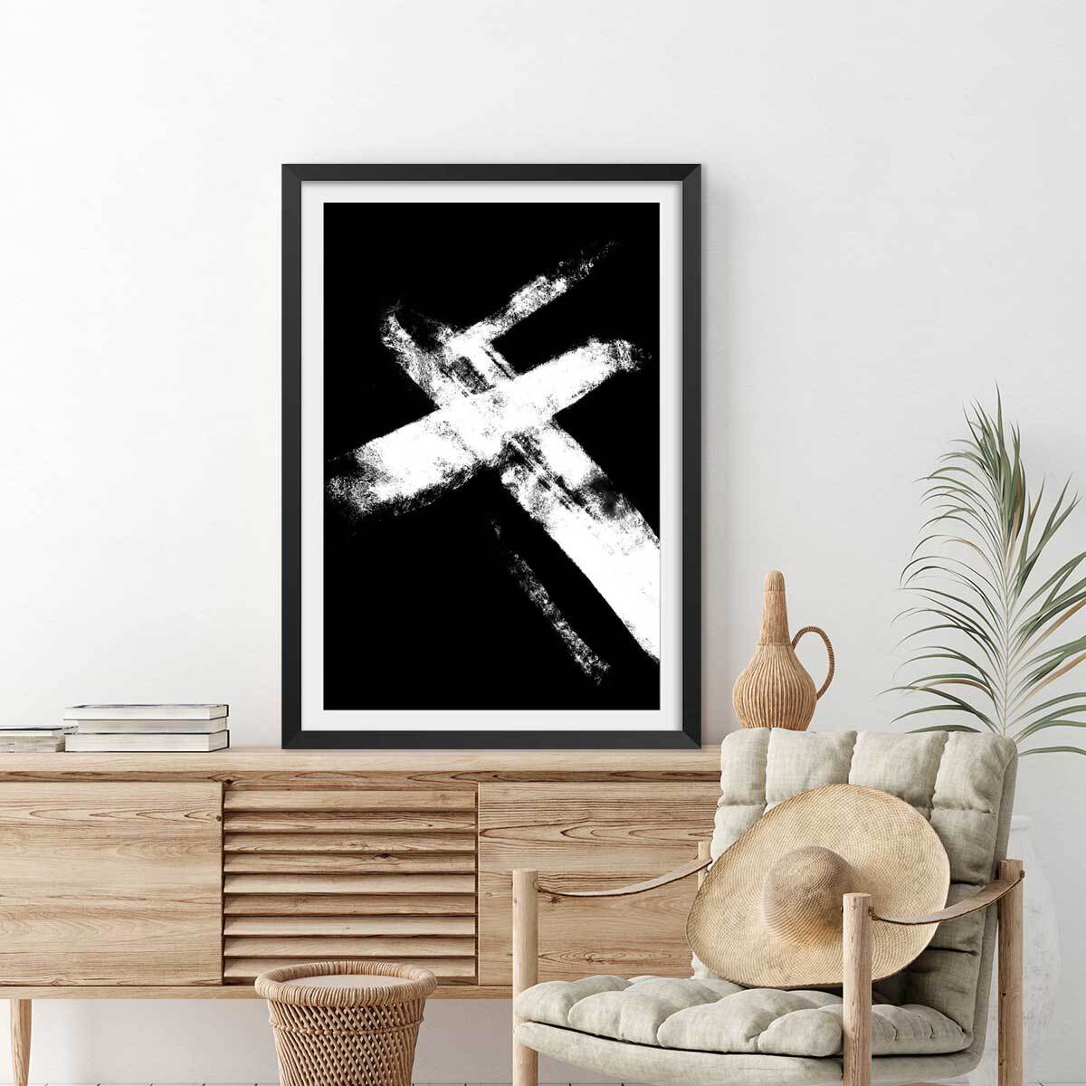Affiche Croix épreuve négative Affiche sous cadre noir