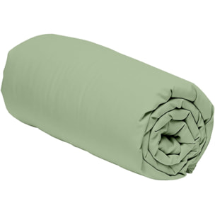 Drap Housse - 100%percale De Coton 80 Fils/cm2-bonnet 30cm-uni Sauge