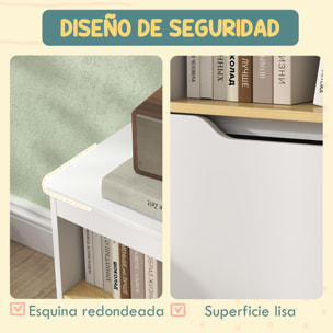 Estantería para Juguetes Infantil Librería Infantil con 2 Cajones y Compartimento para Salón Dormitorio Sala de Juegos 80x30x45 cm Blanco