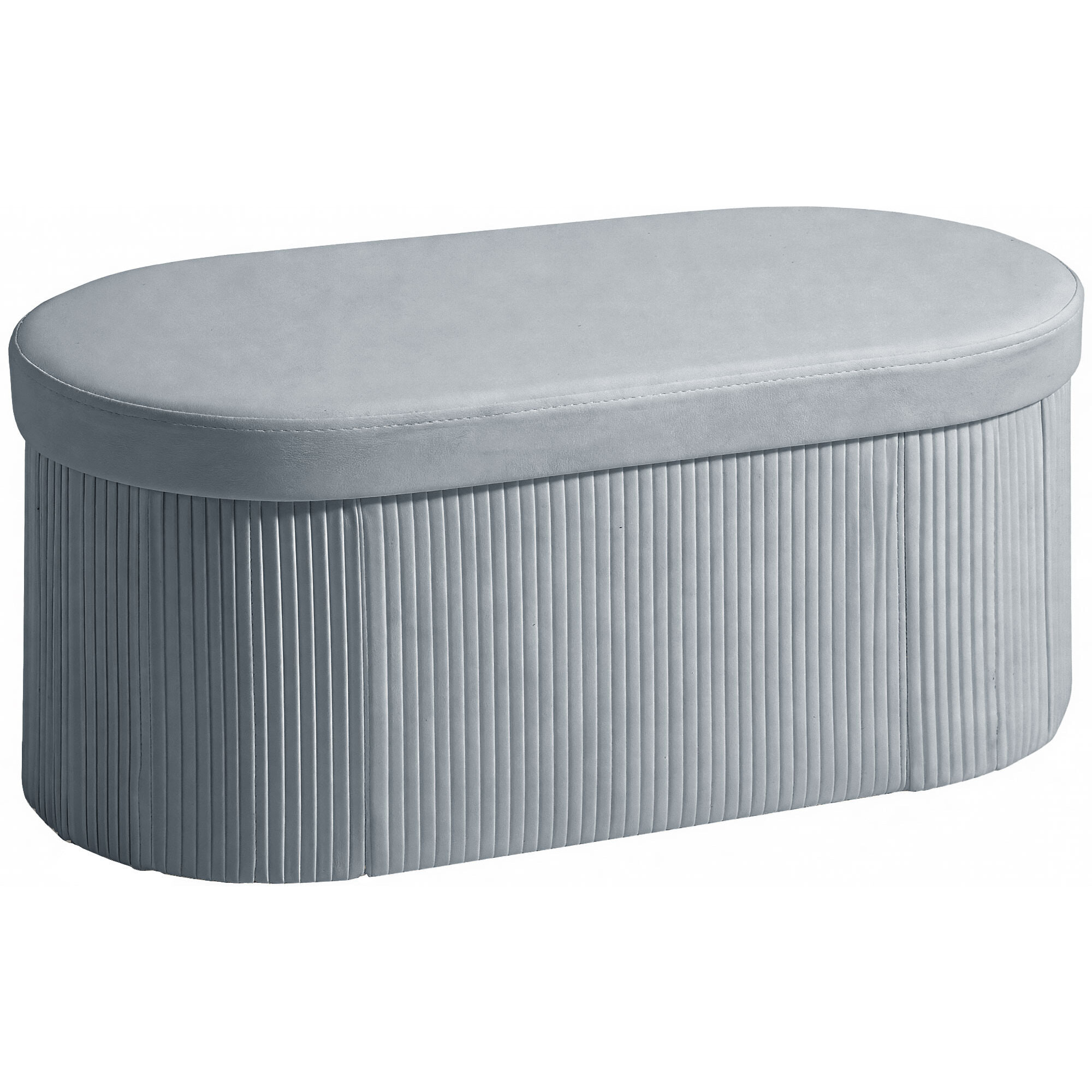 Puff Almacenaje, Banco Almacenaje Plegable, 72 L, 76x38x35 cm, Tapizado en Terciopelo, Baúl de Almacenamiento, Carga 120 kg, Taburete para Sala de Estar, Dormitorio, Entrada, Gris Oscuro