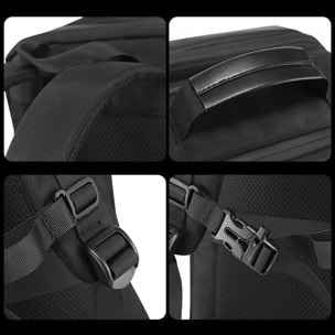 Mochila expandible 30L/45L multi compartimento con capa impermeable. Toma exterior USB. Laptop 17" + Tablet 9,7".