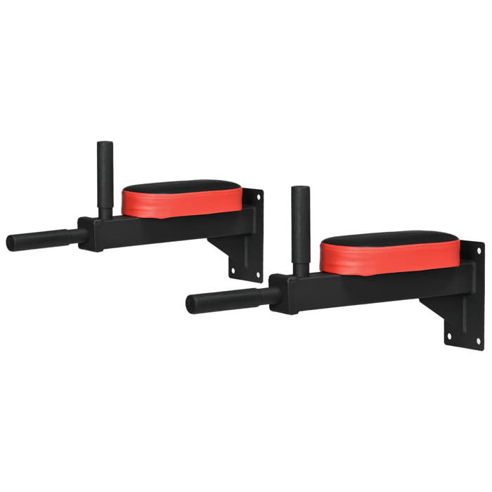 Barre de traction murale - barre de Fitness fixation murale - 2 prises possibles - charge max. 100 Kg acier PU noir rouge