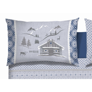 Copripiumino In 100% Cotone Chalet Blu