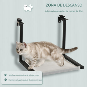 Hamaca Gatos para Radiador con Cama Colgante de Tela Extraíble Gancho Ajustable Marco de Acero para Protector de Chimenea 42,5x54x34 cm Negro y Beige