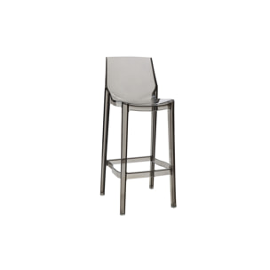 Tabourets de bar design transparents gris intérieur - extérieur H75 cm (lot de 2) YLAK