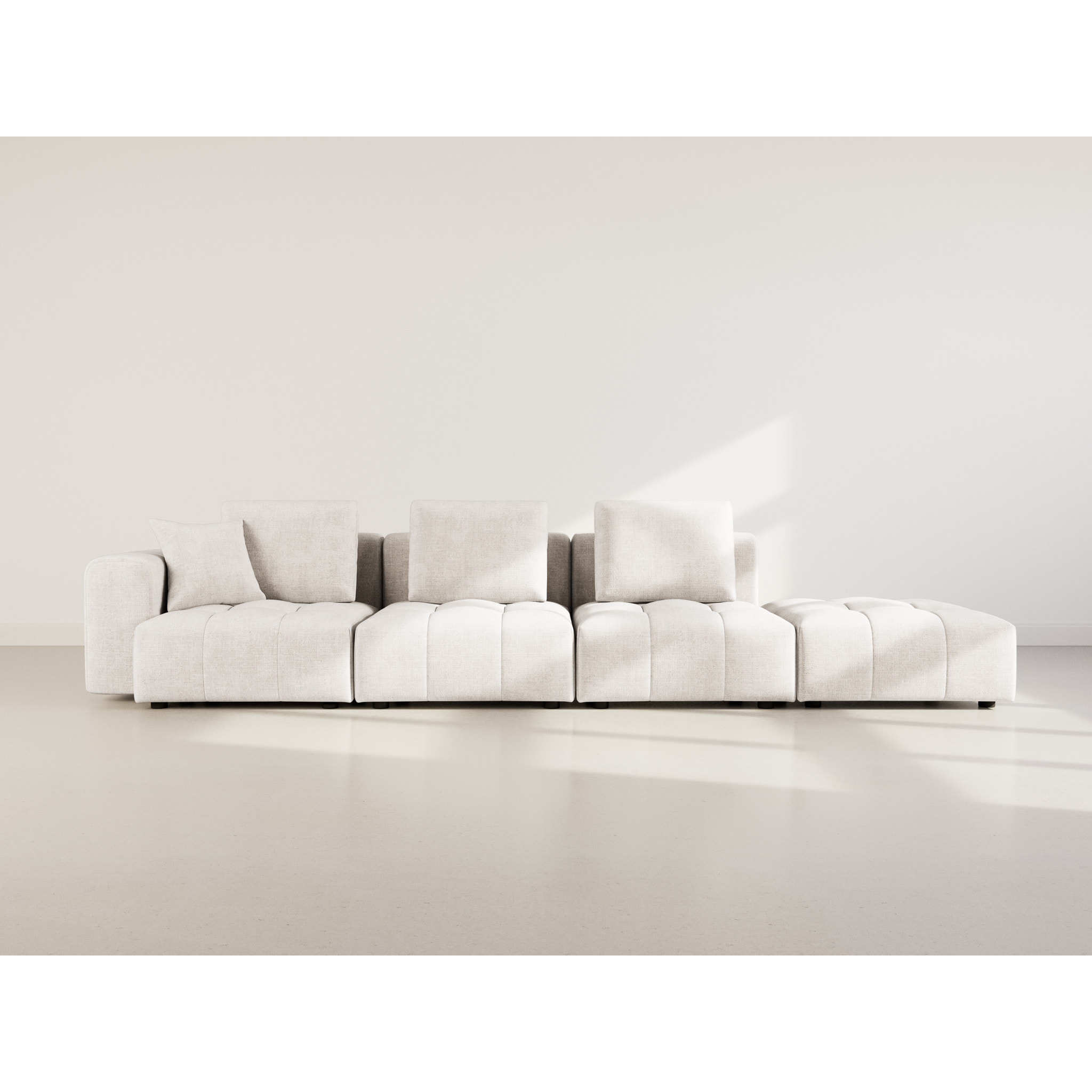 Colette - Canapé modulable d'angle réversible 4 places en velours texturé - Beige