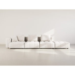 Colette - Canapé modulable d'angle réversible 4 places en velours texturé - Beige