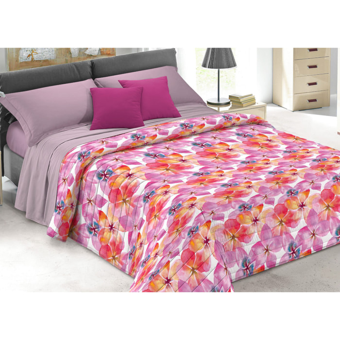 Quilt Trapuntino Piumino Estivo 100gr/mq Microfibra Disegno Flower Fucsia D18